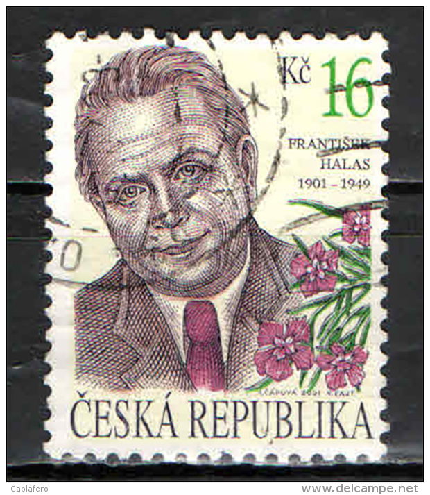 REPUBBLICA CECA - 2001 - FRANTISEK HALAS (1901-49) - SCRITTORE - USATO - Oblitérés