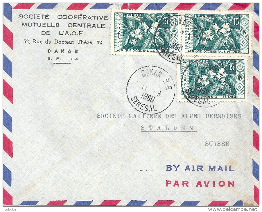 Airmail Brief  Dakar Sénégal - Stalden  (Café Frankatur)          1960 - Senegal (1960-...)