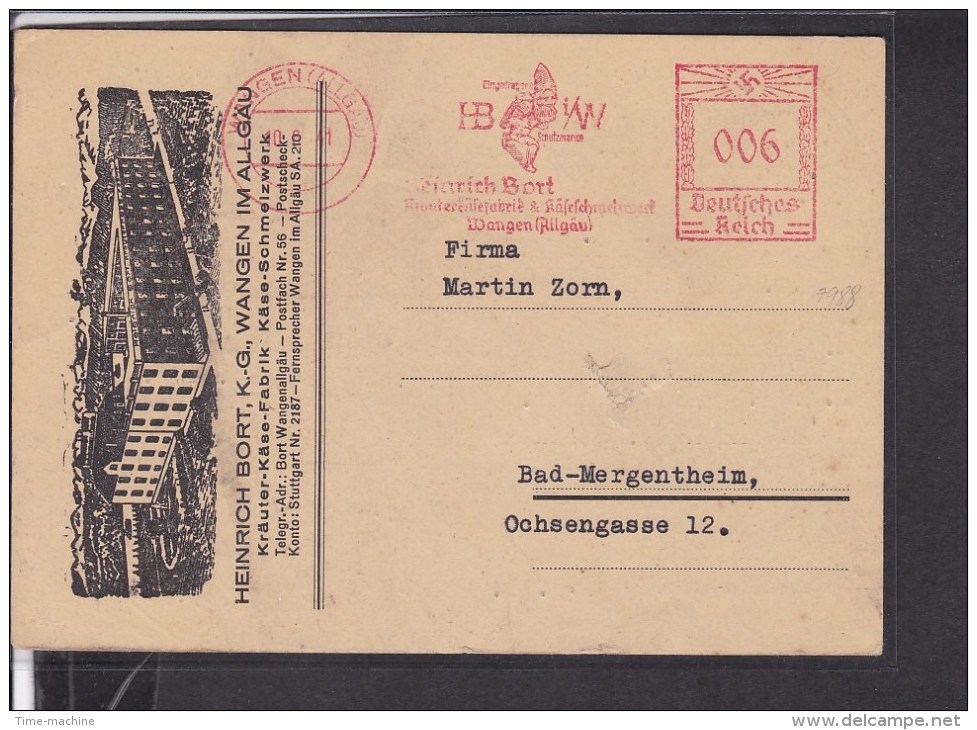 Deutsches Reich Freistempel Wangen Heinrich Bort Käsefabrik 1941 - Briefe U. Dokumente