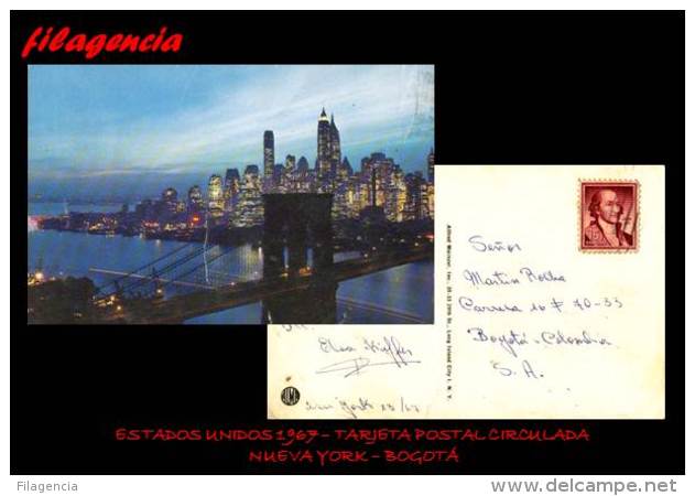 AMERICA. ESTADOS UNIDOS. ENTEROS POSTALES. TARJETA POSTAL CIRCULADA 1967. NEW YORK-BOGOTÁ - Autres & Non Classés