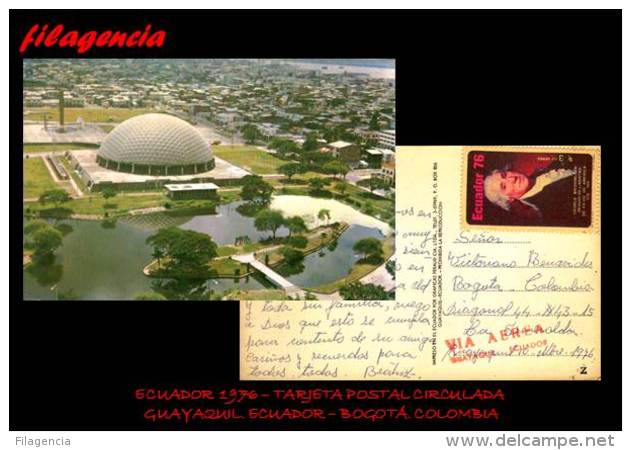 AMERICA. ECUADOR. ENTEROS POSTALES. TARJETA POSTAL CIRCULADA 1976. GUAYAQUIL. ECUADOR-BOGOTÁ. COLOMBIA. WASHINGTON - Ecuador