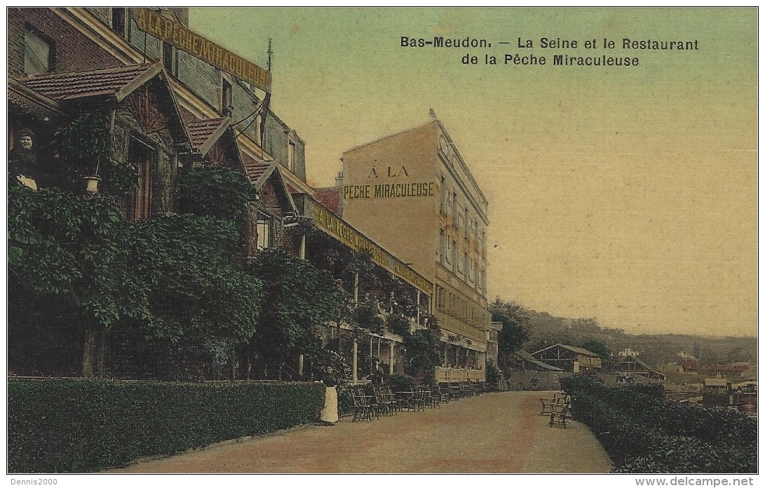 BAS-MEUDON (92) - La Seine Et Le RESTAURANT De La PÊCHE MIRACULEUSE - Carte Colorisée / Toilée - Meudon