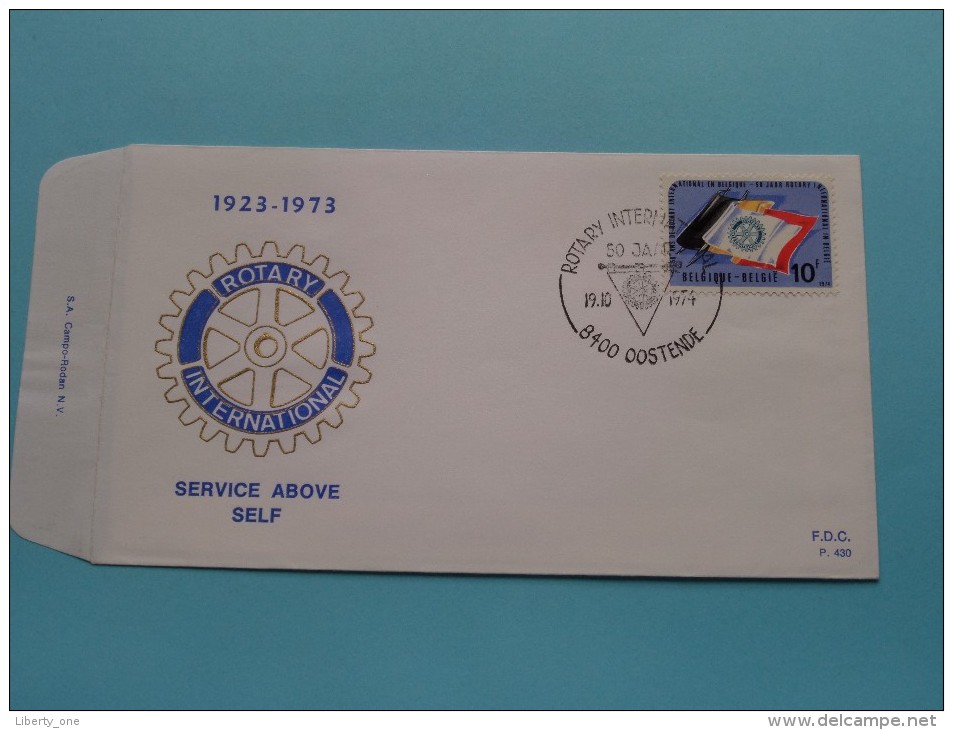 1923 - 1973 ROTARY International SERVICE ABOVE SELF ( F.D.C. P. 430 ) Stempel OOSTENDE 19-10-74 ( Zie Foto ) ! - 1971-1980