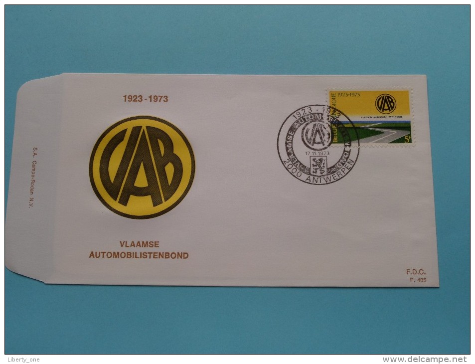 1923 - 1973 VAB Vlaamse Automobilistenbond ( F.D.C. P. 405 ) Stempel ANTWERPEN 17-11-1973 ( Zie Foto ) ! - 1971-1980