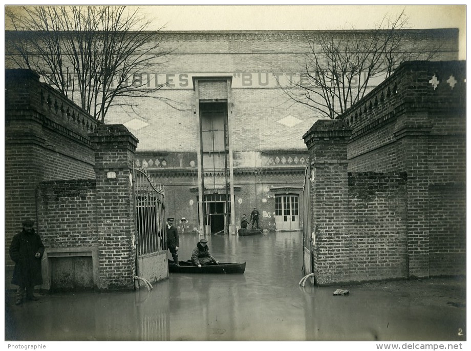 France Boulogne Sur Seine Inondations Usines Automobiles Butterosi Ancienne Photo 1924 - Lieux