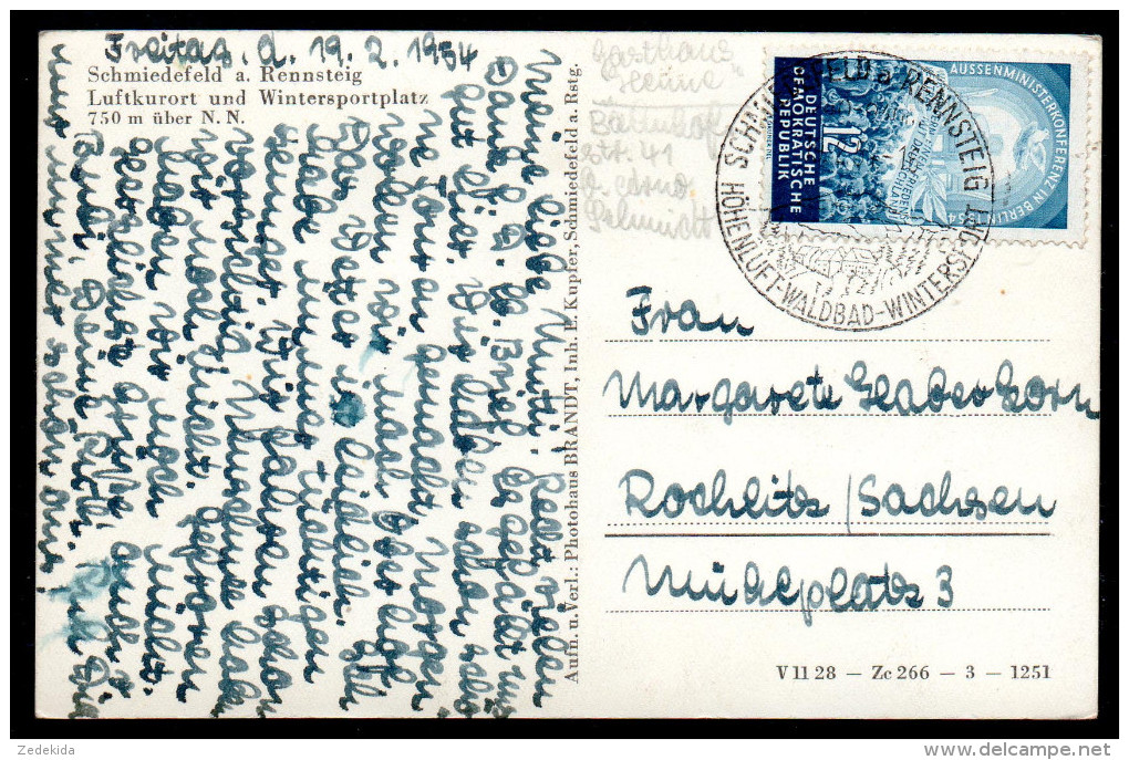 6453 - Alte Foto Ansichtskarte - Schiedefeld Gesamtansicht - Brandt - Sonderstempel 1954 - Schmiedefeld