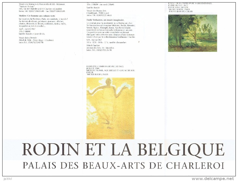 Ancien Dépliant Sur L´exposition Rodin Et La Belgique, Palais Des Beaux-Arts, Charleroi (1997) - Dépliants Touristiques