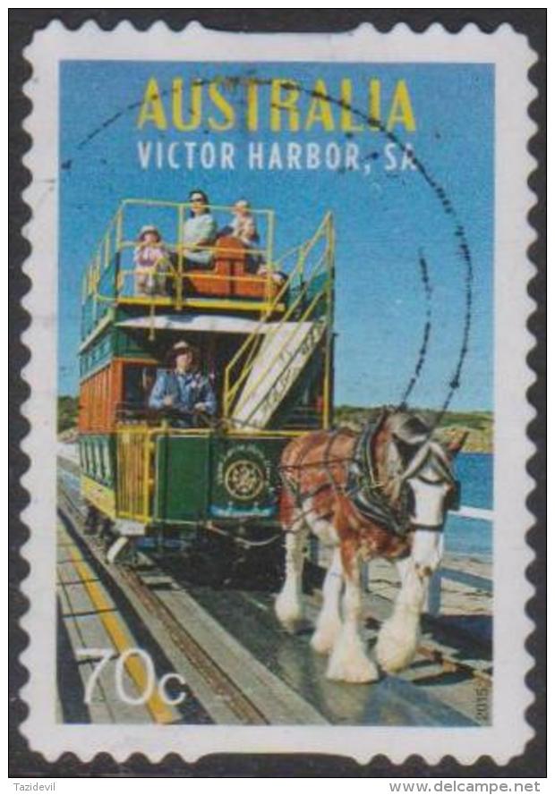 AUSTRALIA - DIE-CUT- USED 2015 70c Tourist Transport - Horse Drawn Tram, South Australia - Gebruikt