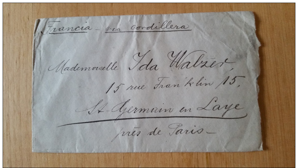 CHILI LETTRE POUR ST GERMAIN EN LAYE FRANCE /FREE SHIPPING REGISTERED - Chile