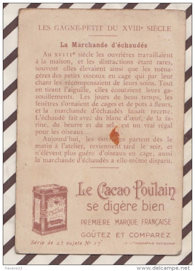 6AI3646 CHROMO CHOCOLAT POULAIN Les Gagne Petit MARDHANDE D'ECHAUDES 2 SCANS - Poulain