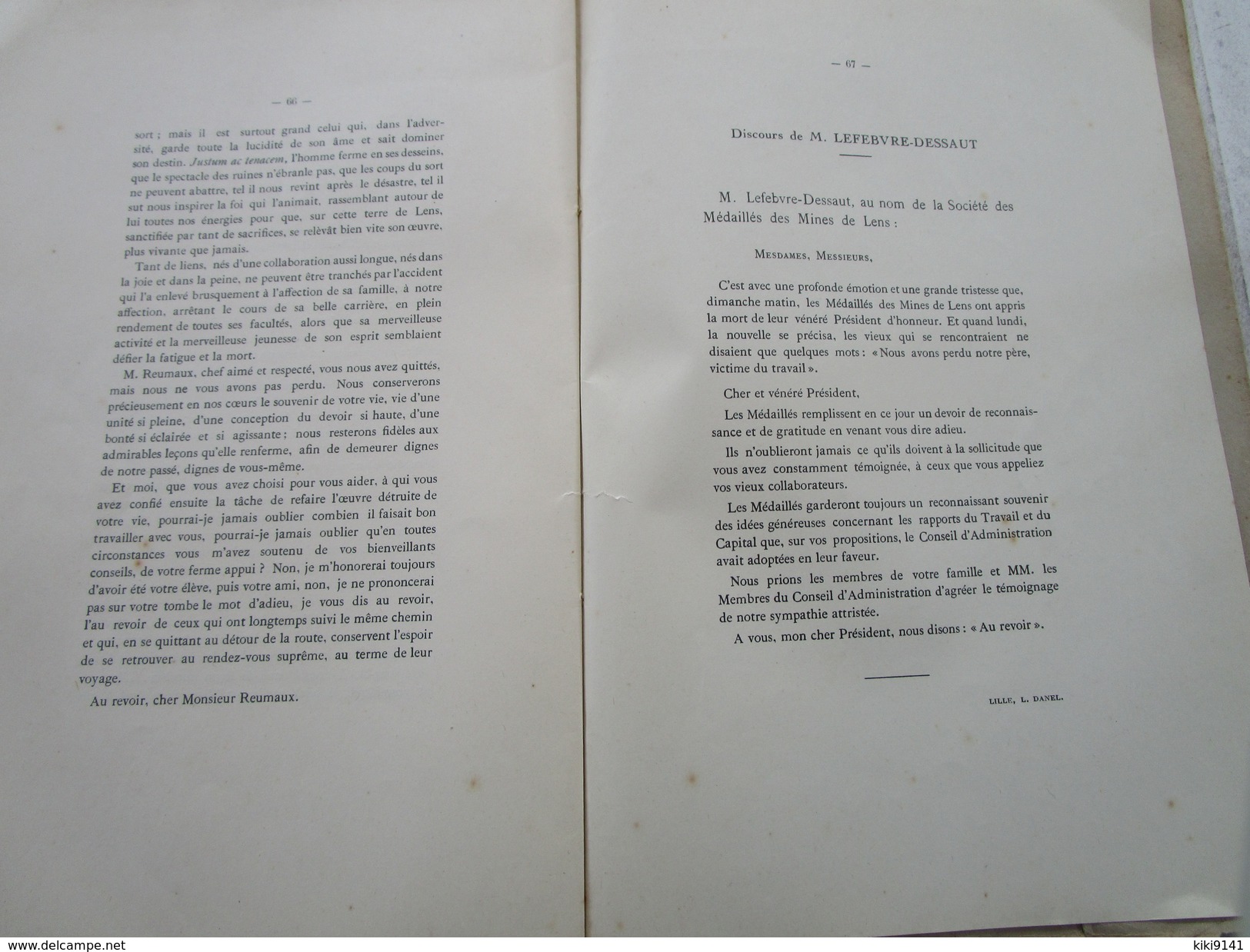 Hommage à  Elie REUMAUX (1838-1922) Président du Conseil d´Administration de la Société des Mines de LENS (68 pages)