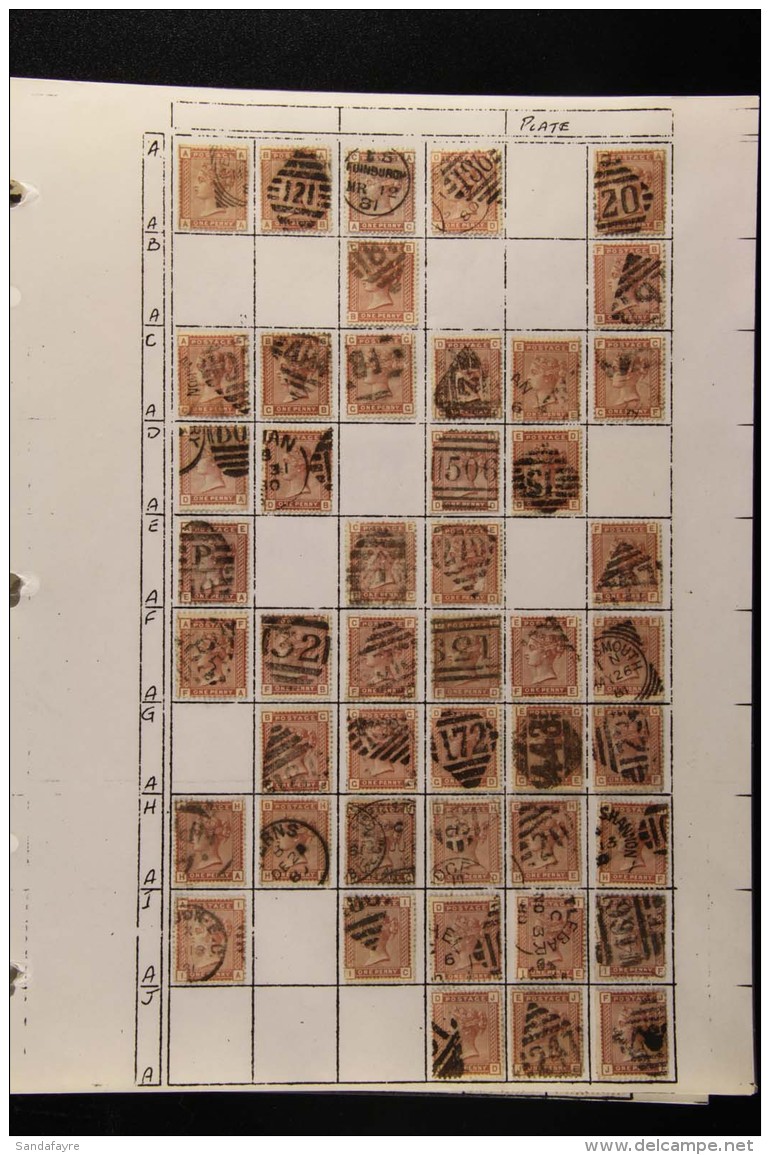 1880-81 PART SHEET RECONSTRUCTION For The 1d Venetian Red, SG 166, With Mostly Fine Used Stamps Arranged By Check... - Other & Unclassified