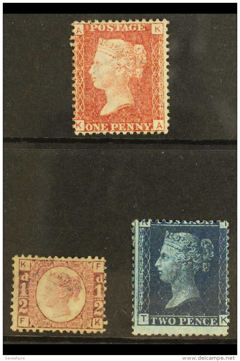 1858-79 MINT 1d Red, SG 44, 2d Deep Blue, Plate 13, SG 47 &amp; &frac12;d Rose Red "Bantam" - Plate 4, SG 48, Mint... - Other & Unclassified