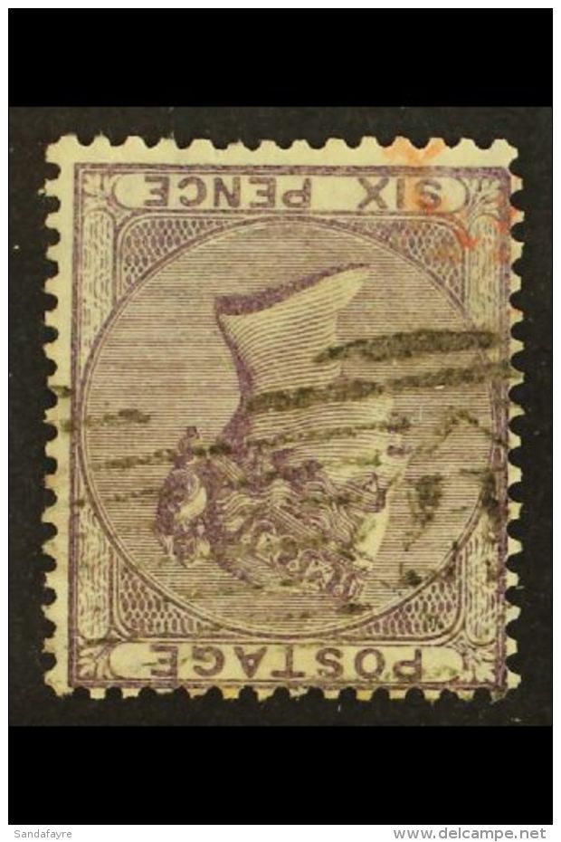 1855-57 6d Lilac With WATERMARK INVERTED Variety, SG Spec J70f, Fine Used With Light Black Numeral And Small Part... - Other & Unclassified