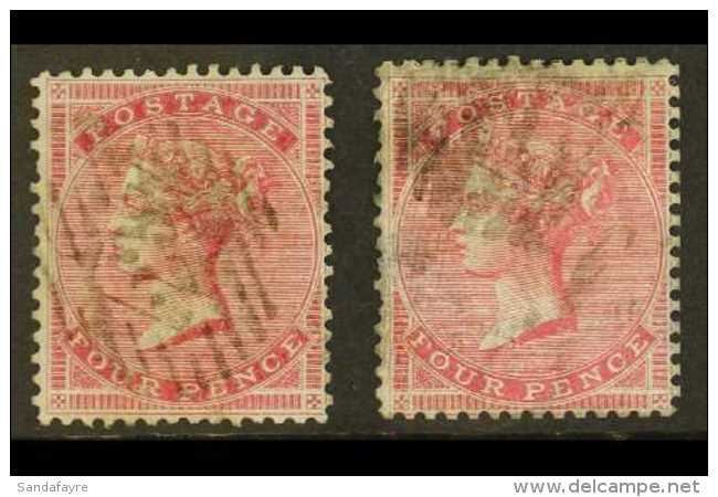 1855-57 4d Carmines, SG 62 &amp; SG 63, Good Used. Cat &pound;975. (2 Stamps) For More Images, Please Visit... - Other & Unclassified