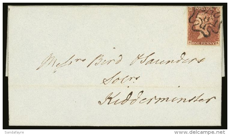 1841 1d Red Brown, SG 8,  On 1843 Cover To Kidderminster Tied By A Superb Strike Of "8" In Maltese Cross. Very... - Other & Unclassified