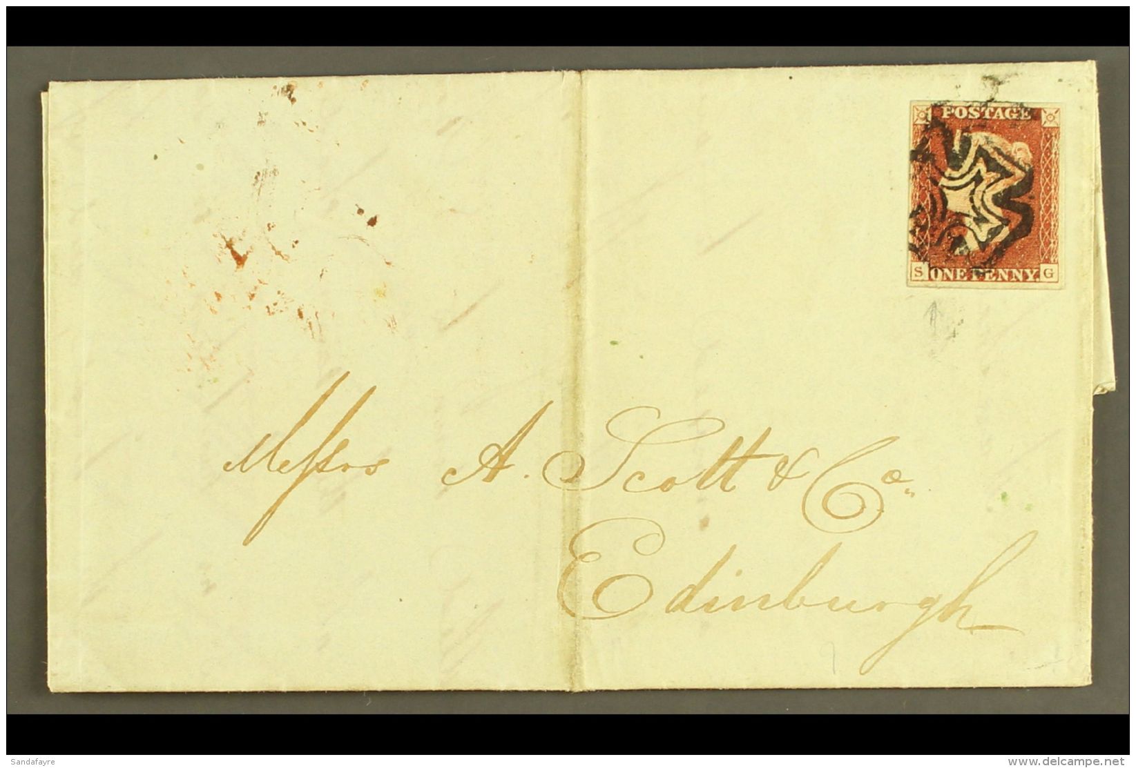 1841 (11 May) EL From Manchester To Edinburgh Bearing 4- Margined 1d Red- Brown 'SG' From 'black' Plate 9 Tied At... - Other & Unclassified