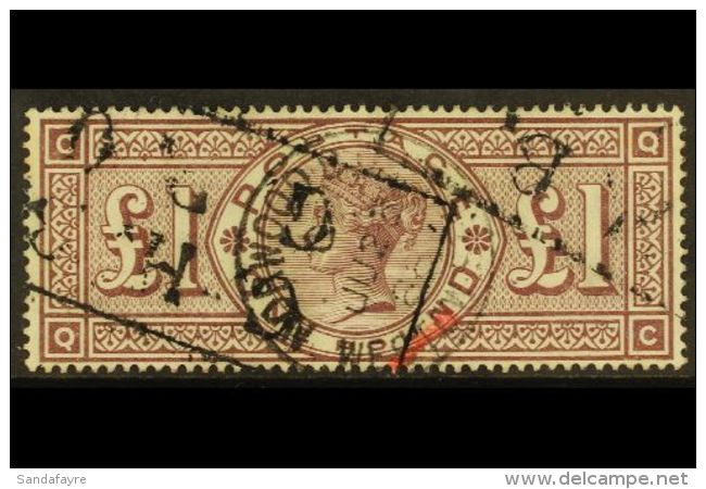 1888 &pound;1 Brown Lilac, Wmk Three Orbs, SG 186, Fine Used With  Tiny Red Crayon Mark. Rich Colour With... - Other & Unclassified