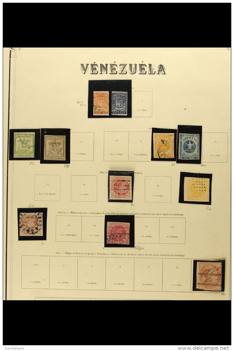 1859-1949 ALL DIFFERENT COLLECTION On Leaves, Mint Or Used, Includes Early Imperfs Inc 1871-76 50r Used (4... - Venezuela
