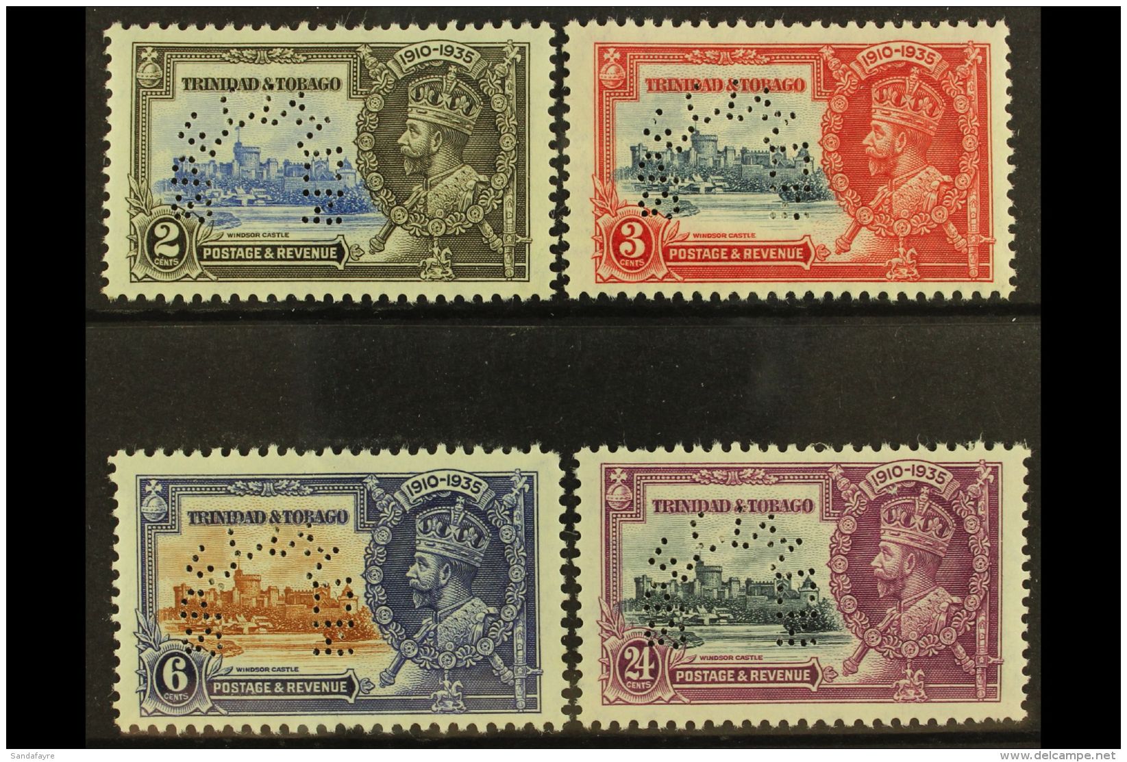 1935 Silver Jubilee Set Complete, Perforated "Specimen", SG 239s/42s, Fine Mint. (4 Stamps) For More Images,... - Trinidad & Tobago (...-1961)