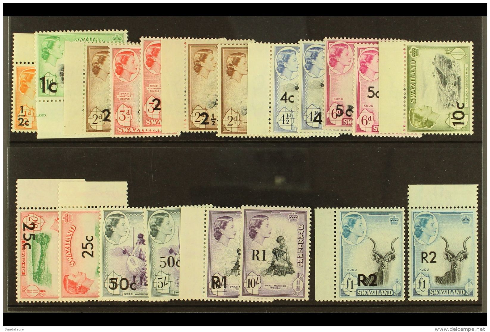 1961 Surcharges Complete Set With All Type I &amp; Type II Surcharges, SG 65/77 &amp; 69a/77a, Superb Never Hinged... - Swaziland (...-1967)