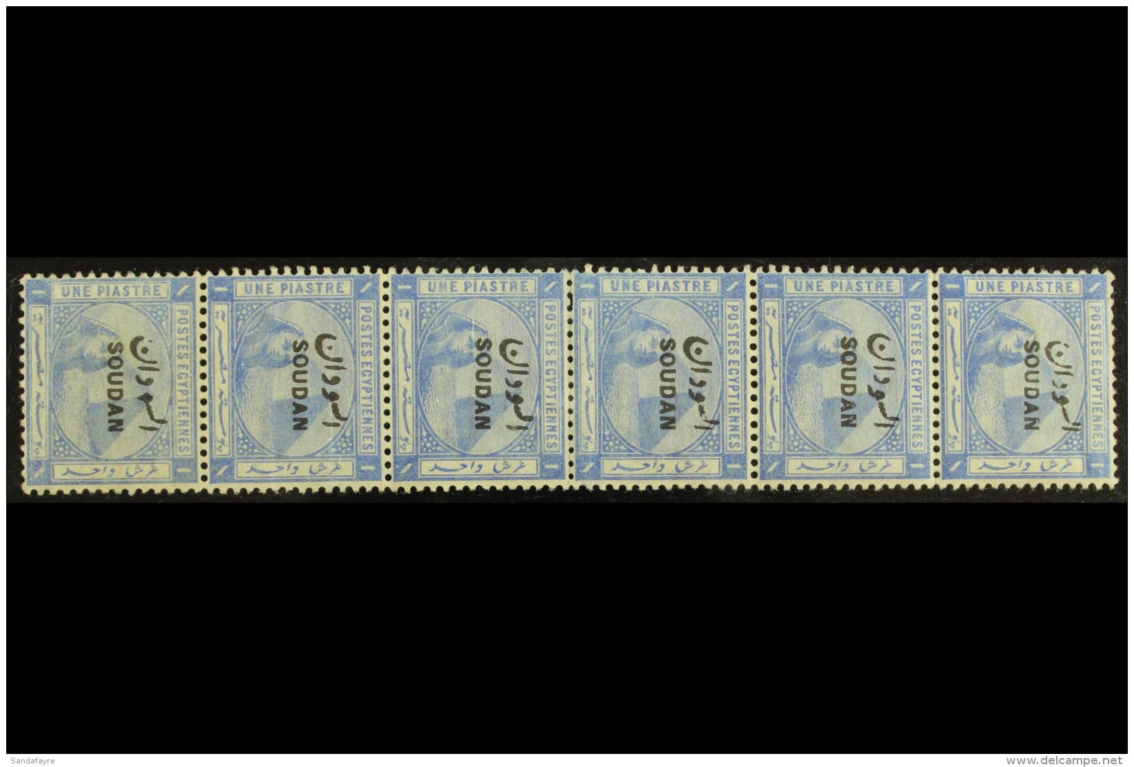 1897 1p Ultramarine (SG 6) Vertical STRIP OF SIX With The Different Overprint Types, Mint (at Least 4 Stamps Never... - Sudan (...-1951)