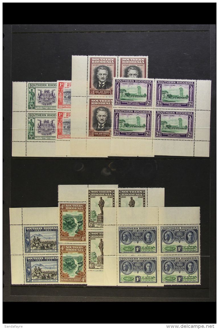 1940 Golden Jubilee Set, SG 53/60, In Never Hinged Mint Corner Blocks Of Four, The 1&frac12;d Cecil Rhodes Block... - Southern Rhodesia (...-1964)
