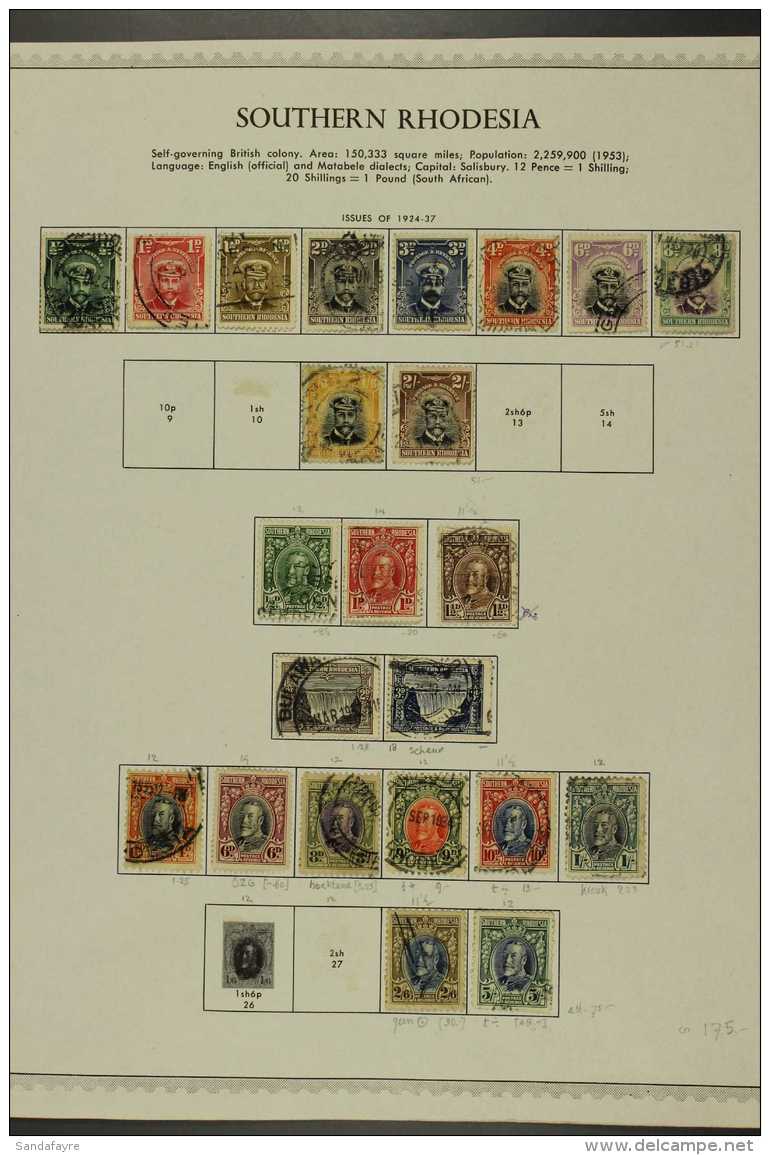 1924-1950 ATTRACTIVE USED COLLECTION On Printed Leaves. Note 1924-29 "Admiral" Range To 2s Including 8d &amp;... - Southern Rhodesia (...-1964)