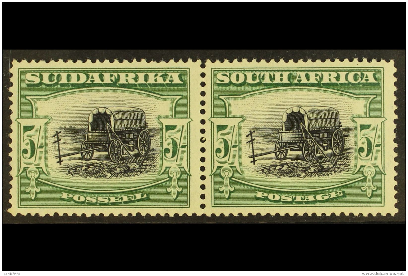 1927-30 5s Black &amp; Green, Perf.14x13&frac12; Up, SG 38a, Light Crease In One Stamp, Otherwise Fine Mint. For... - Unclassified