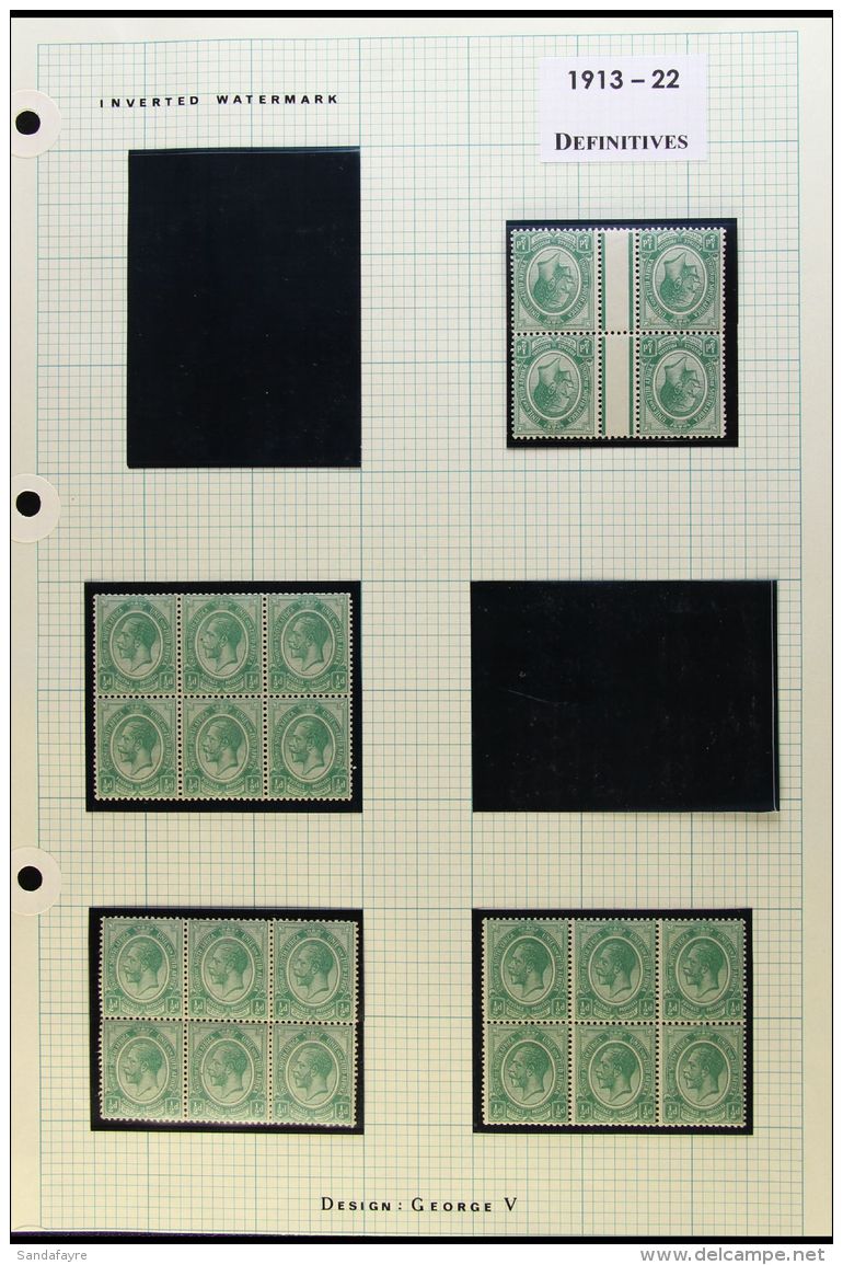 1913-24 KING'S HEADS, INVERTED WATERMARKS IN BLOCKS, Fine Mint Collection On Pages, Range Of Most Values To 1s And... - Unclassified