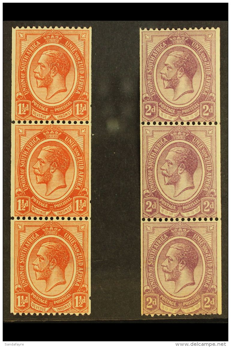 1913-24 KGV 1&frac12;d And 2d Perf 14ximperf Coil Stamps (SG 20/21) In Never Hinged Mint Vertical Strips Of Three.... - Unclassified