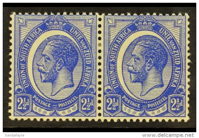 1913-24 2&frac12;d Bright Blue Pair With Striking NEW MOON VARIETY, SG 7, Very Fine Mint, Couple Light Gum... - Unclassified