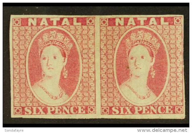 NATAL 1862 6d "Chalon" Type Horizontal IMPERF PROOF PAIR Printed In Rose-red On Gummed Unwatermarked Paper, Fine... - Non Classificati