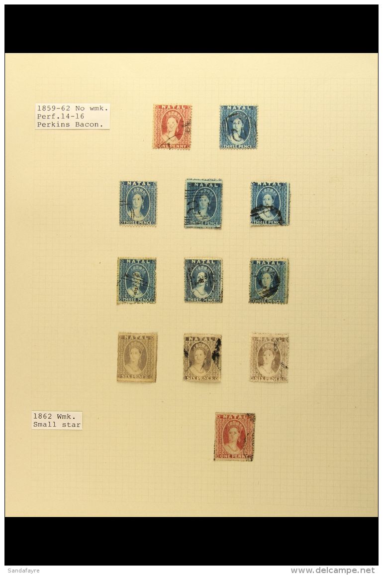 NATAL 1859 - 1867 Fine Used Collection On Pages With 1859 1d And 3d Perkins Bacon, 3d Perforation Range (6), 6d... - Non Classificati