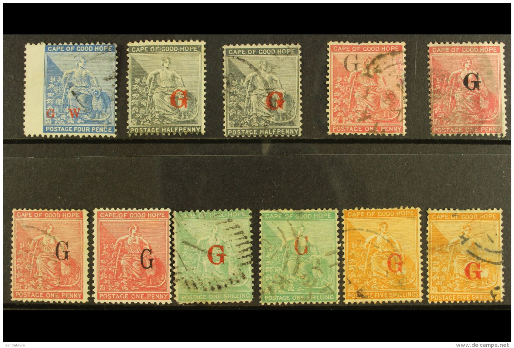 GRIQUALAND WEST 1877-78 USED SELECTION On A Stock Card. Includes 1877 4d "G.W" Ovpt, 1877-8 First Printing... - Unclassified