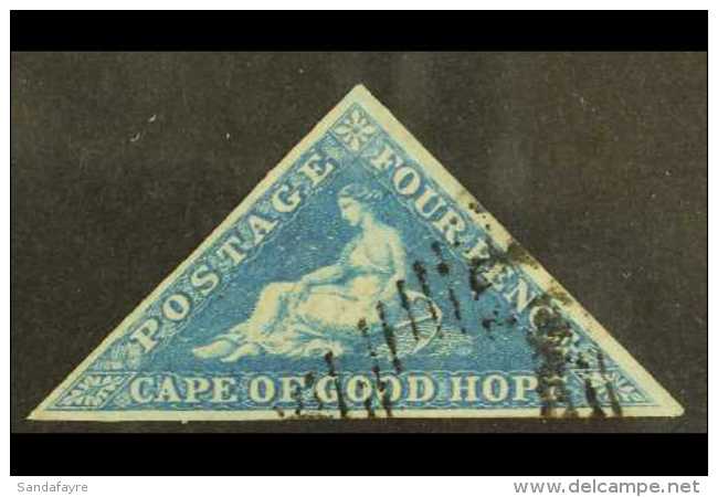 CAPE OF GOOD HOPE 1853 4a Blue On Slightly Blued Paper Triangular, SG 4a, Very Fine Used With 3 Margins Showing... - Unclassified