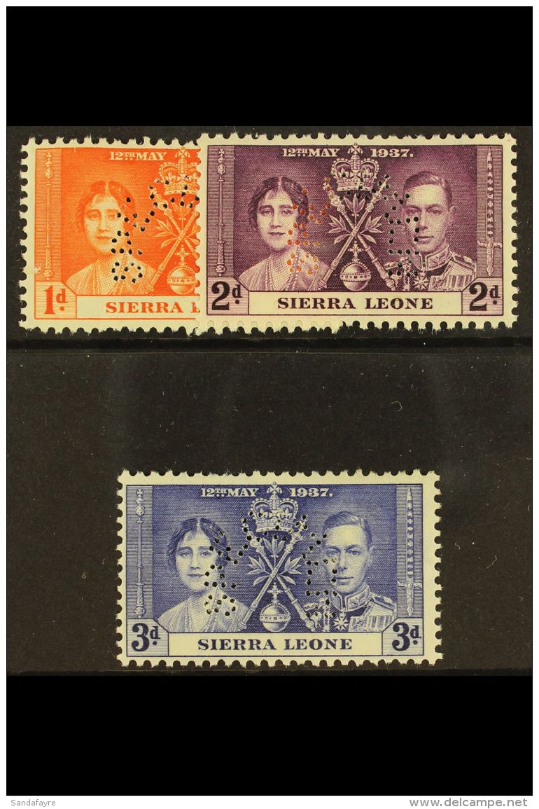 1937 Coronation Set Complete, Perforated "Specimen", SG 185s/7s, Very Fine Mint. (3 Stamps) For More Images,... - Sierra Leone (...-1960)