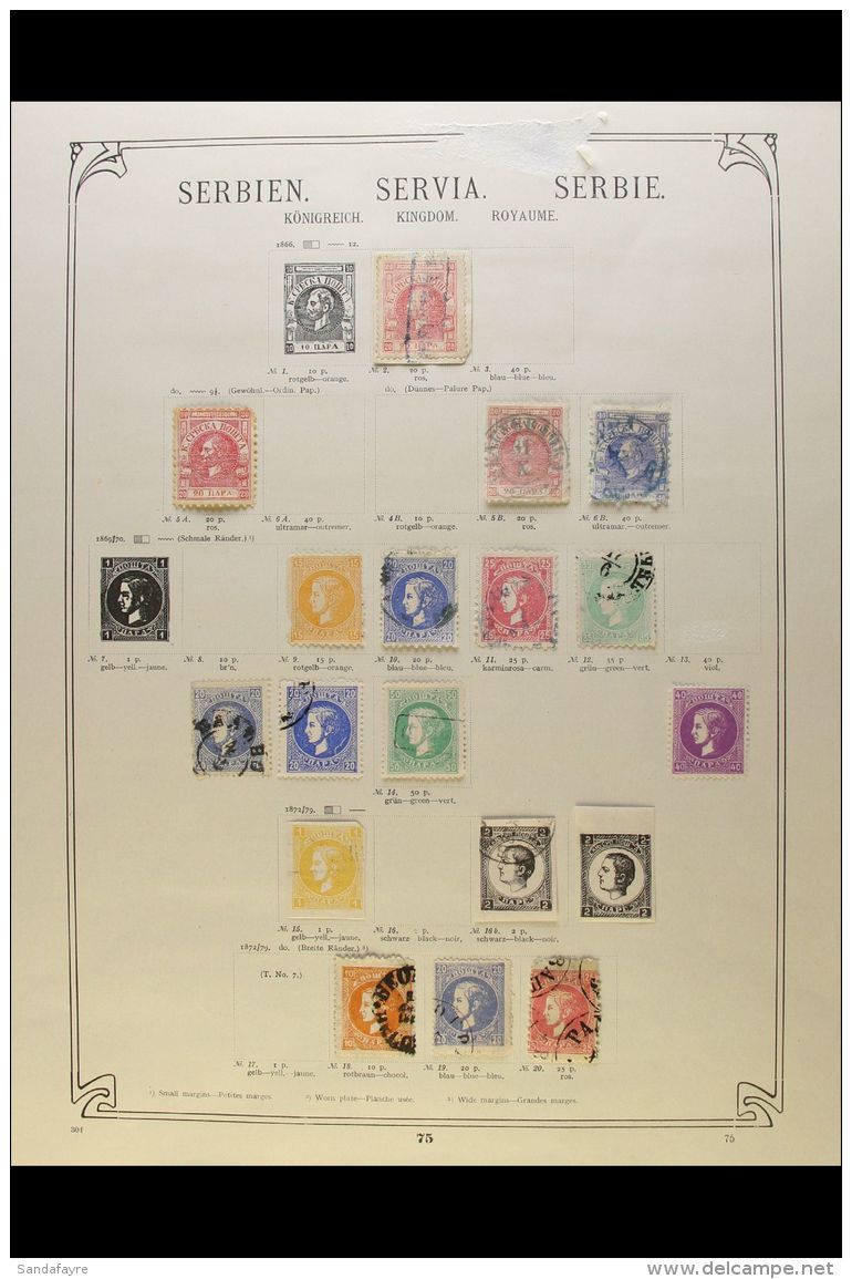 COLLECTION ON "SCHWANEBERGER" LEAVES 1866-1920 Mint And Used, Generally Fine Condition. From 1866 Perf 12 20p... - Serbia