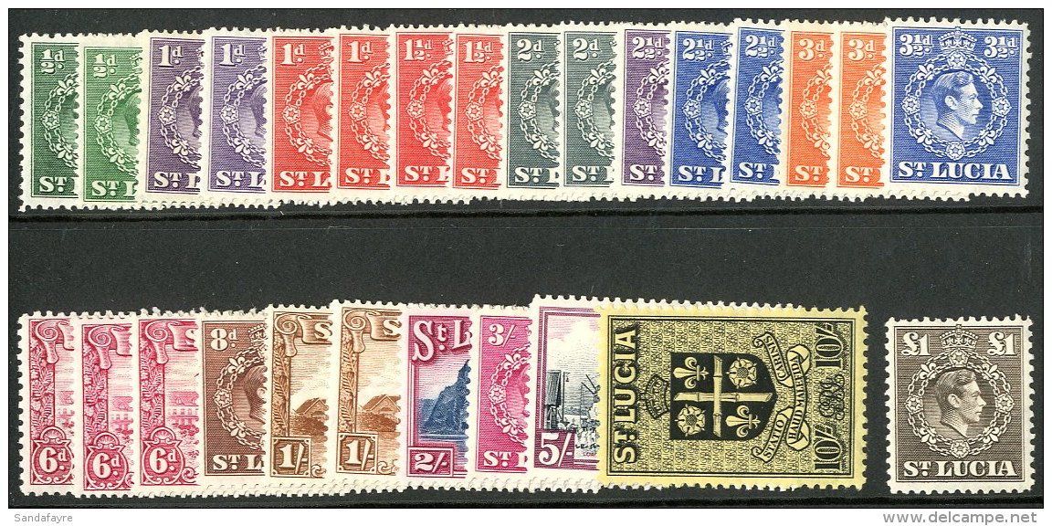 1938-48 KGVI Definitives Complete, SG 128/41, Including All The SG Listed Additional Perfs/shades, Fine Fresh... - St.Lucia (...-1978)