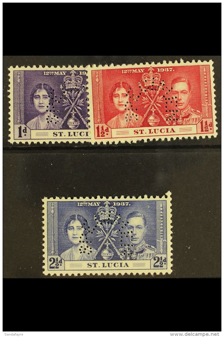 1937 Coronation Set Perforated "Specimen", SG 125s/7s, Very Fine Mint. (3 Stamps) For More Images, Please Visit... - St.Lucia (...-1978)