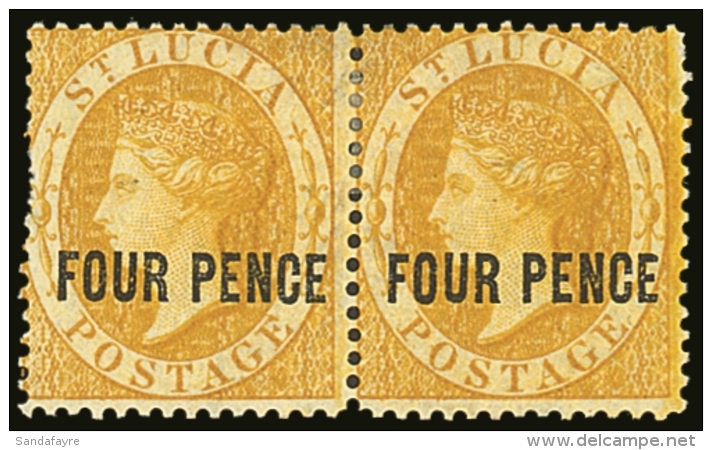 1882-84 4d Yellow, Perf 14, SG 27, Fresh Mint PAIR, Few Short Perfs. Attractive With Lovely Original Colour. For... - St.Lucia (...-1978)