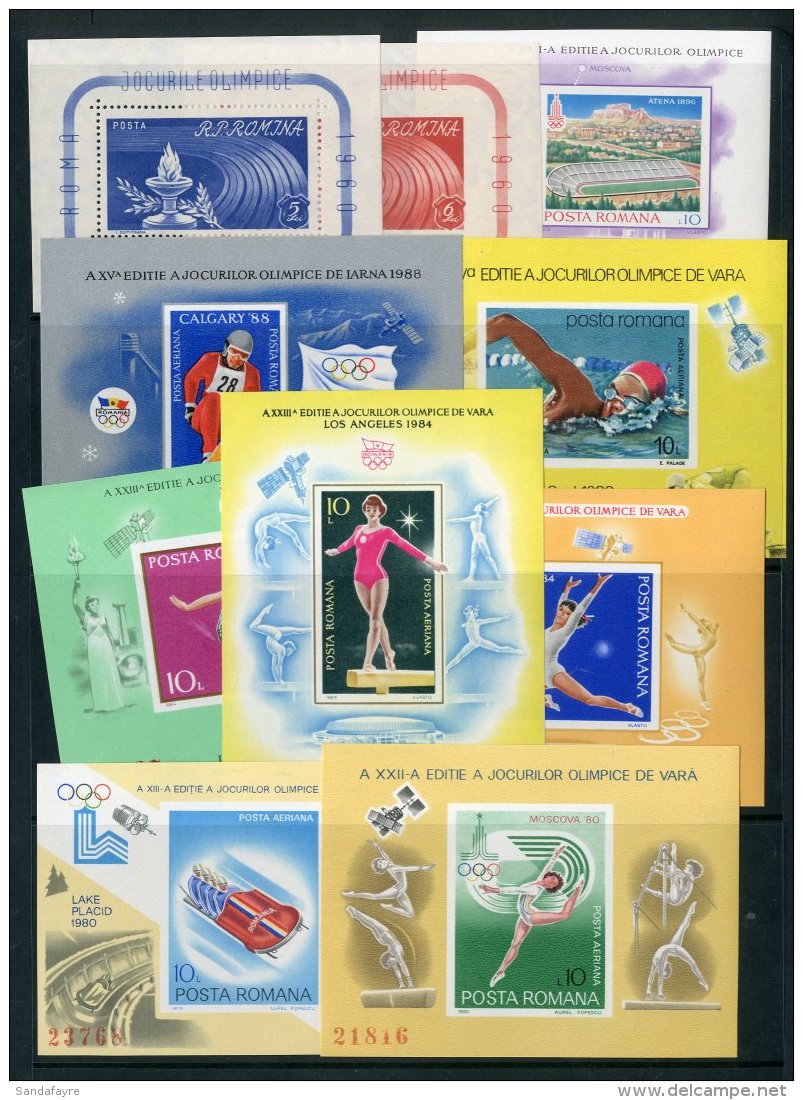 1960-88 NHM MINIATURE SHEET COLLECTION On A Stock Page. All Different Olympic Theme Sheets, Inc 1960 Rome (both... - Other & Unclassified