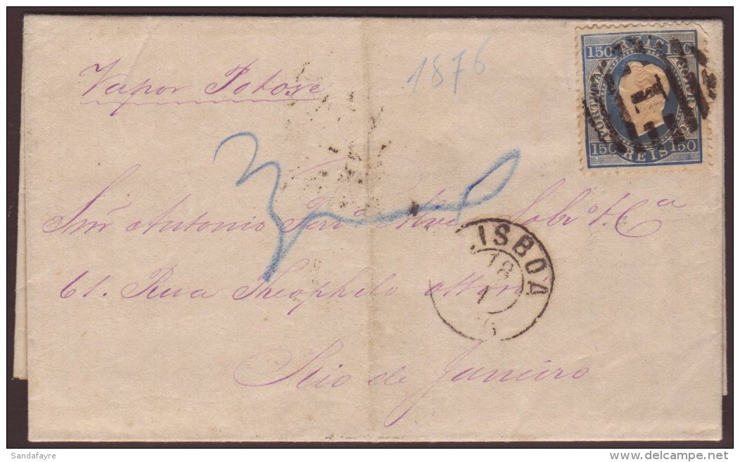 1876 Entire To Brazil Bearing 1870 50r Blue 'Straight Label', Perf 12&frac12;, SG 87, Tied By Neat '1' Numeral... - Autres & Non Classés