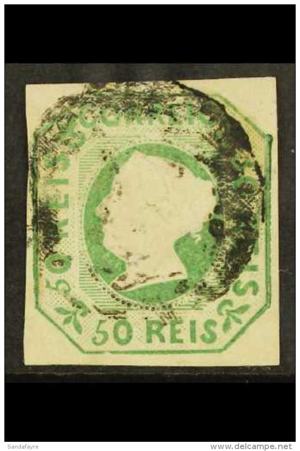 1853 50r Blue-green Maria, SG 7, Used, Expertly Repaired With Four Margins, But Still An Attractive Stamp With... - Other & Unclassified