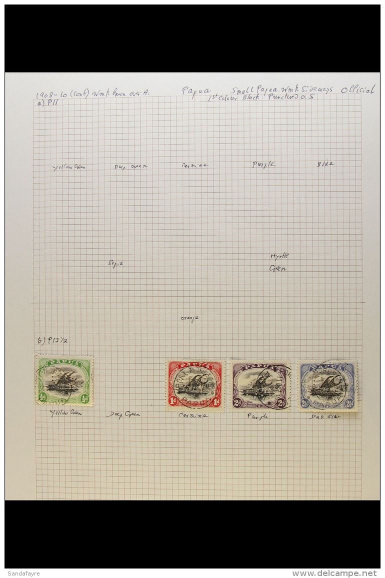 OFFICIALS 1908 - 1932 Mint And Used  Collection Written Up On Pages Including 1908-10 Perf "OS" Perf 12&frac12;... - Papua New Guinea