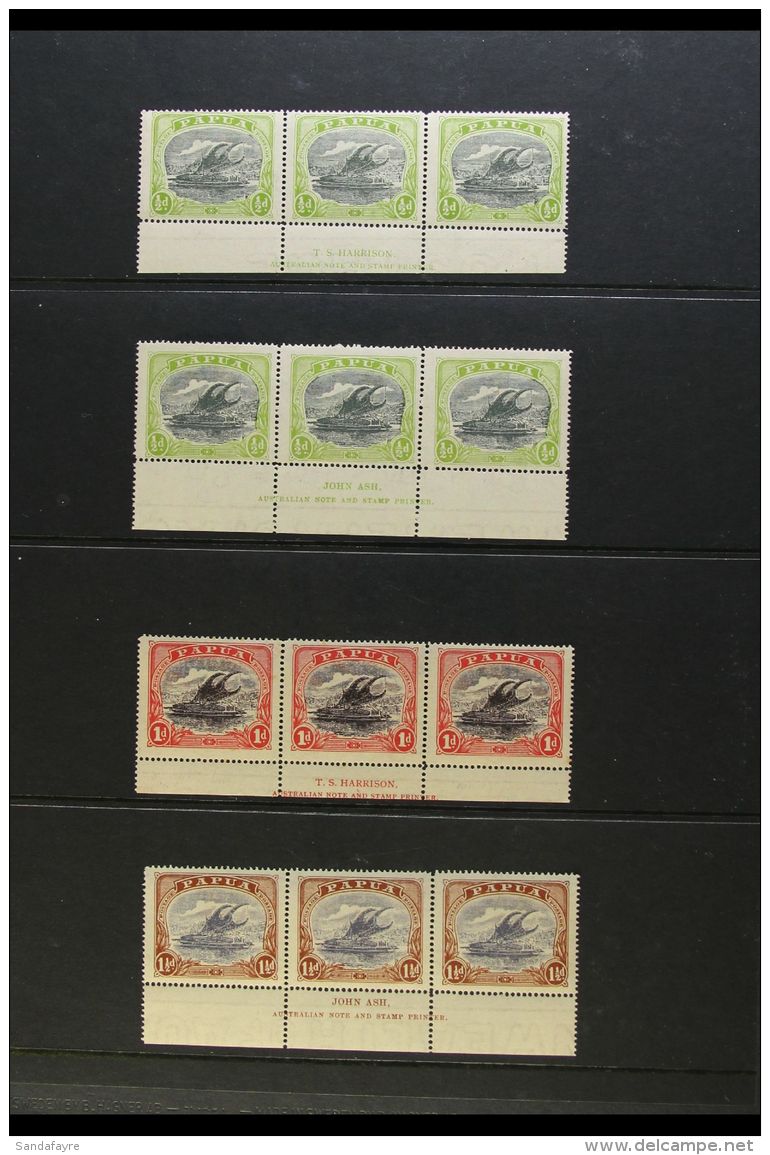 1916-31 MARGINAL INSCRIPTION STRIPS All Different Collection Of Bicoloured Definitives In INSCRIPTION STRIPS OF... - Papua New Guinea