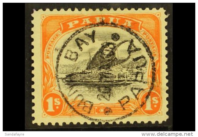 1909 1s Black And Orange, Small Papua, Wmk Sideways, P. 11, SG 65, Superb Used With Full Buna Bay Cds. For More... - Papua Nuova Guinea
