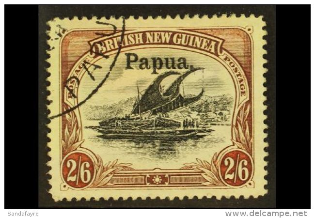 1906 2s 6d Black And Brown, Wmk Vertical, Large Ovpt, SG 20, Superb Well Centered Used. For More Images, Please... - Papua New Guinea