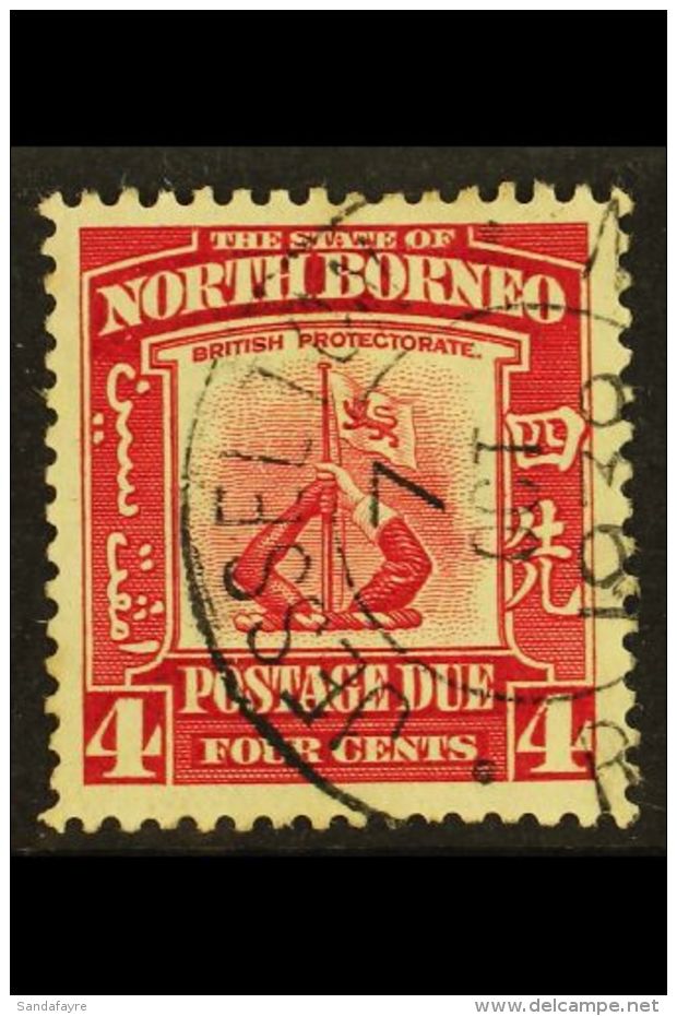 POSTAGE DUES 1939 4c Scarlet, Crest, SG D86, Very Fine Used. For More Images, Please Visit... - North Borneo (...-1963)