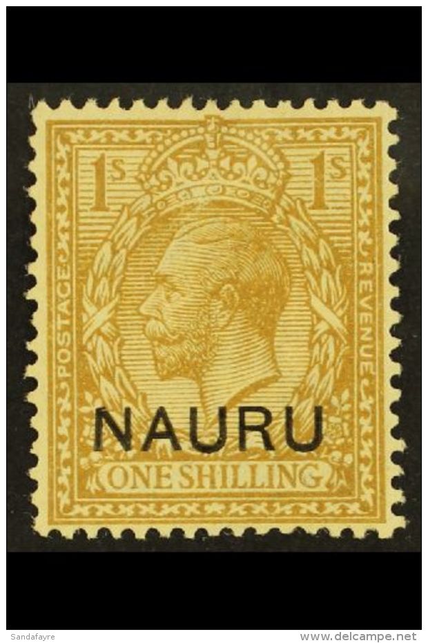 1916 1s Bistre Brown, Variety "double Ovpt, One Albino", SG 12a, Fine Mint. For More Images, Please Visit... - Nauru